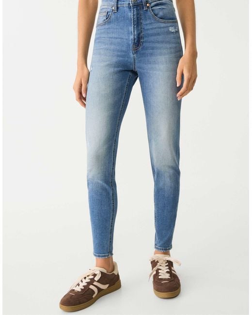 Stradivarius Blue – d09 – skinny jeans mit superhohem bund