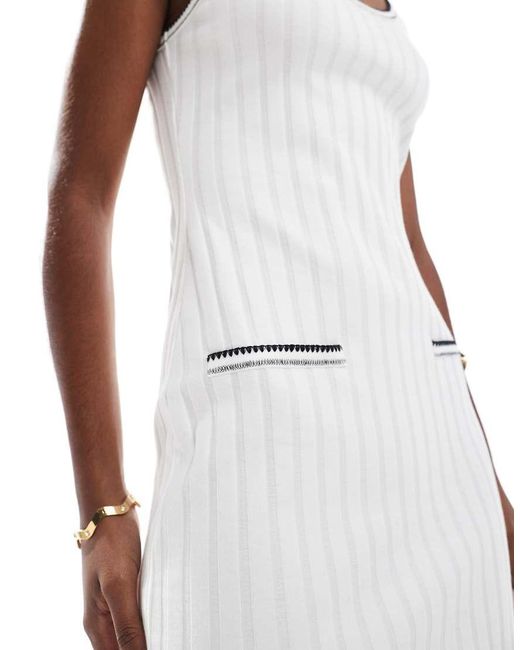 Miss Selfridge White Contrast Seam Pocket Detail Mini Dress
