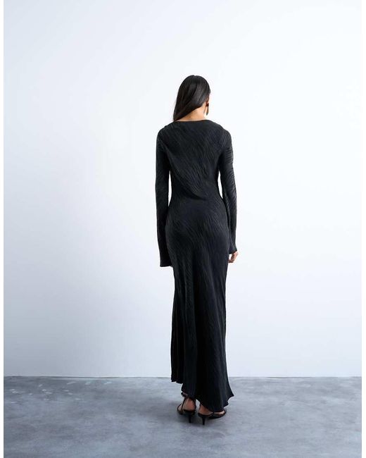 TOPSHOP Black Slash Neck Midi Dress