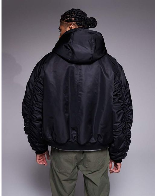 ASOS Black Oversized Bomber Jacket for men