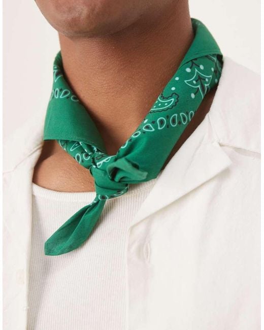 ASOS Bandana Met Paisley Motief in het Green voor heren