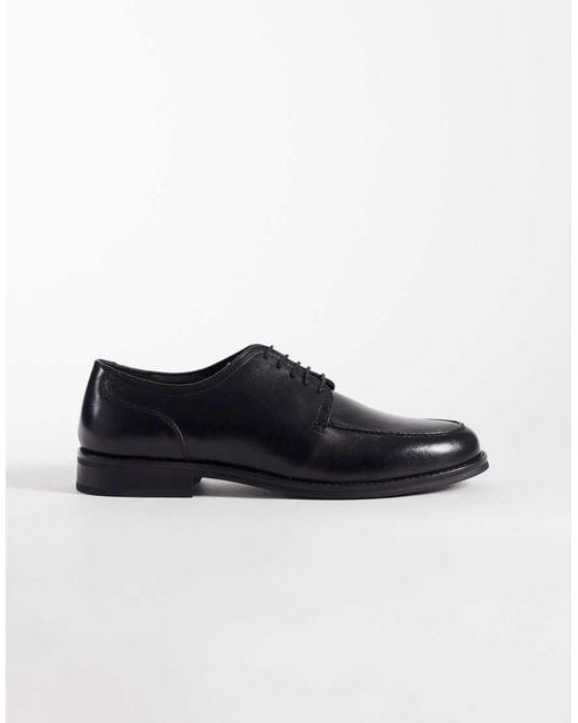 ASOS Black Lace Up Derby Shoes With Apron Detail for men