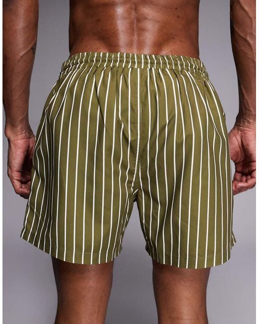 South Beach Green Stripe Swim Shorts for men