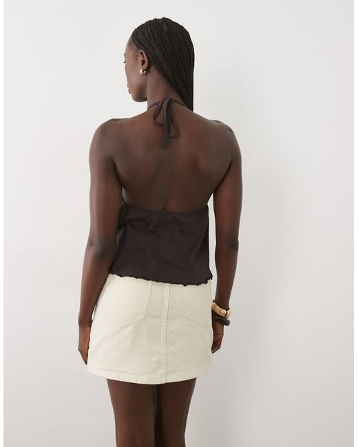 Mango Brown Teen Halterneck Babydoll Top