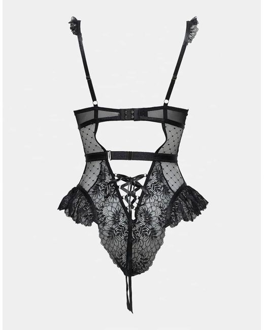 Ann Summers Gray Entice Me Fold Over Teddy Bodysuit