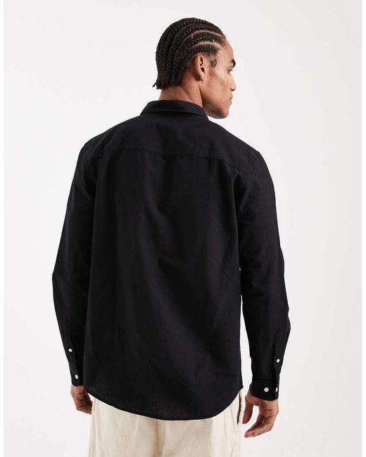 Jack & Jones Black Linen Blend Regular Shirt for men