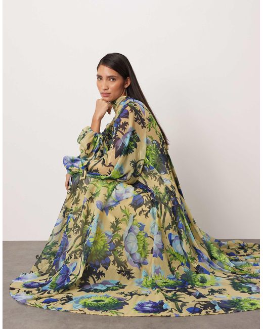 ARRANGE Green High Neck Trapeze Maxi Dress