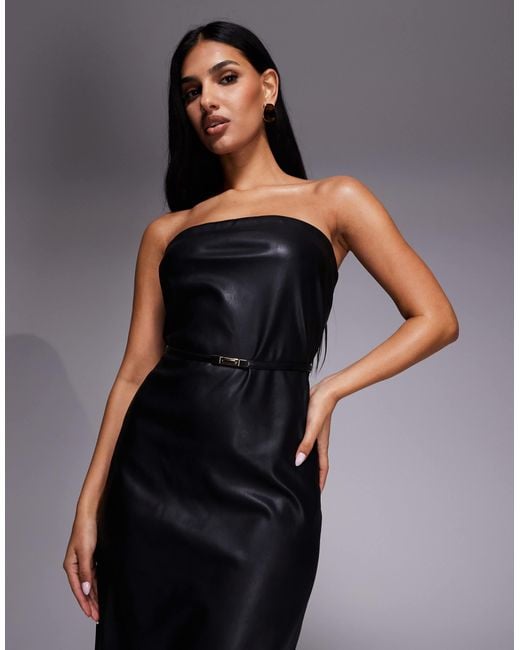River Island Women's Blue Faux Leather Bandeau Dress With Skinny Belt -  hulwithkids.com