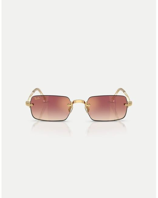 Ray-Ban Pink Rb3928 By A$Ap Rocky Rectangle Sunglasses With Mirrored Lens
