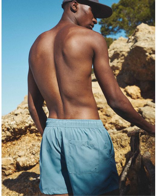 Pull&Bear – basic-badeshorts in Blue für Herren