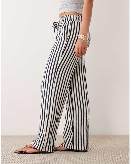 New Look White Wide Leg Stripe Pants