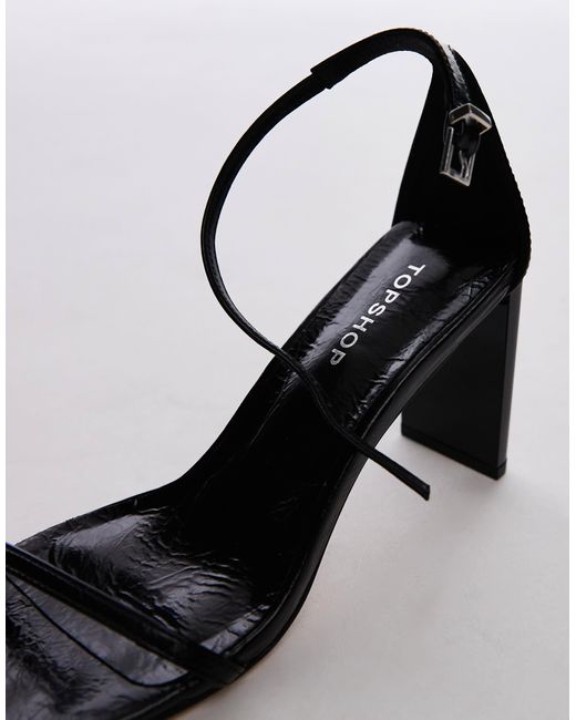 TOPSHOP Black Gus 2 Part Barely There Heeled Sandals