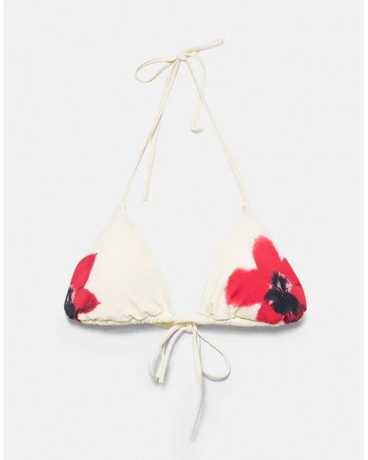 Pull&Bear Blue Floral Triangle Bikini Top