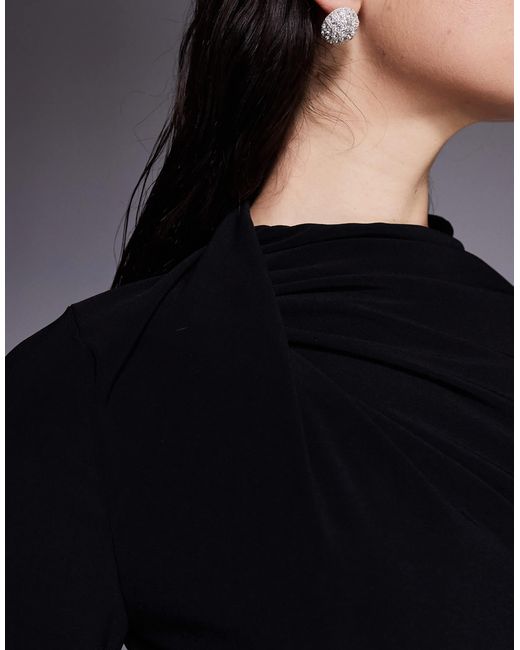 ASOS Black – drapiertes, hochgeschlossenes minikleid