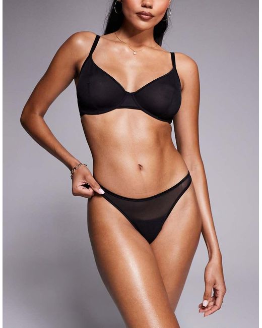 ASOS Black Fuller Bust Lennox Mesh Underwired Bra With Satin Binding