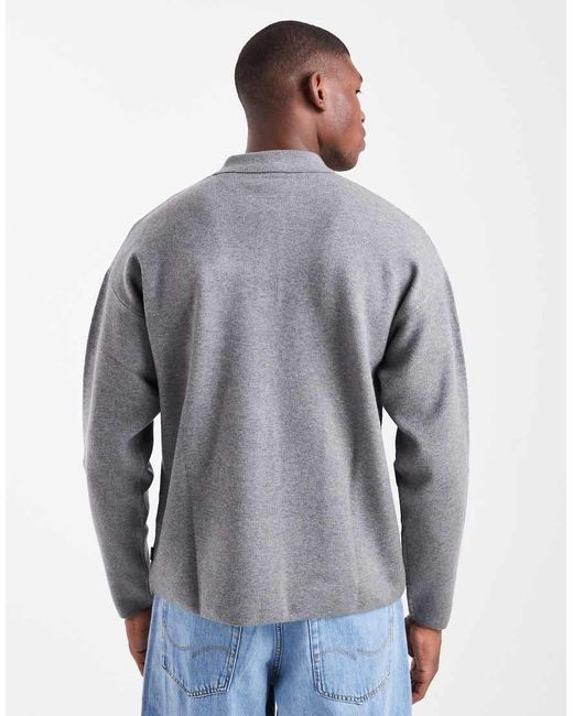 Jack & Jones Gray Premium Knitted Polo for men