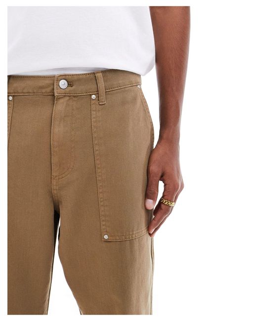 ASOS Natural Co-ord Wide Skate Twill Trouser for men