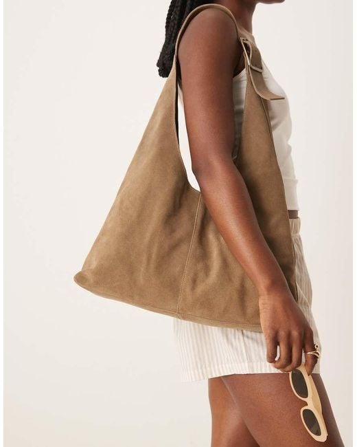Barney's Originals Brown Suede Slouchy Shoulder Bag