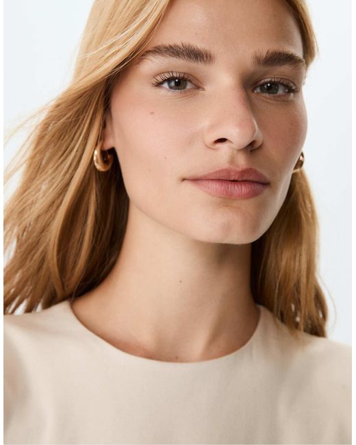 Stradivarius Natural – langärmliges basic-t-shirt