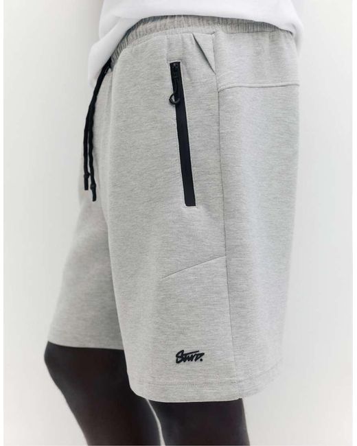 Pull&Bear Gray Regular Fit jogger Bermuda Shorts for men