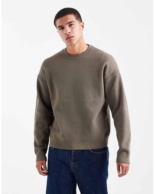 Only & Sons Gray Oversize Fit Crew Neck Knit for men