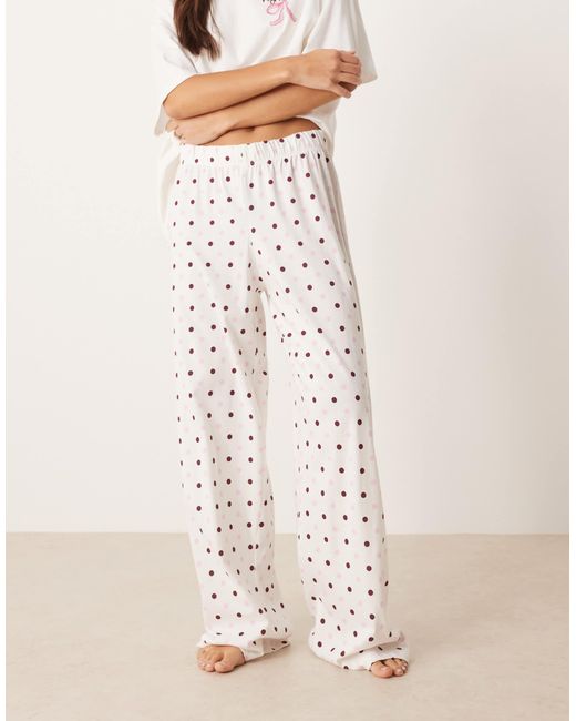 ASOS Natural Oversized Tee And Wide Leg Jersey Pants Pajama Set