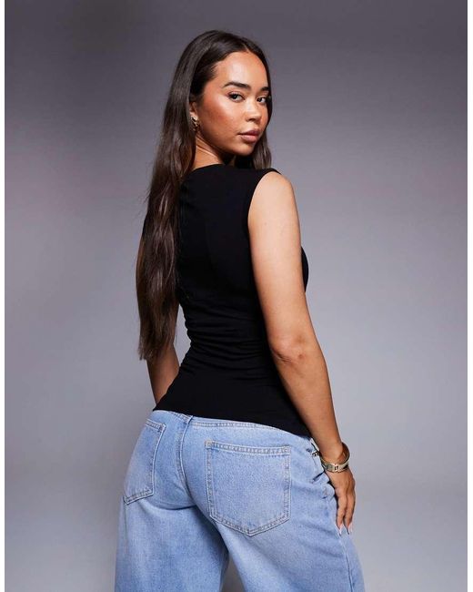 ASOS Blue Cotton Ruched Tank Top
