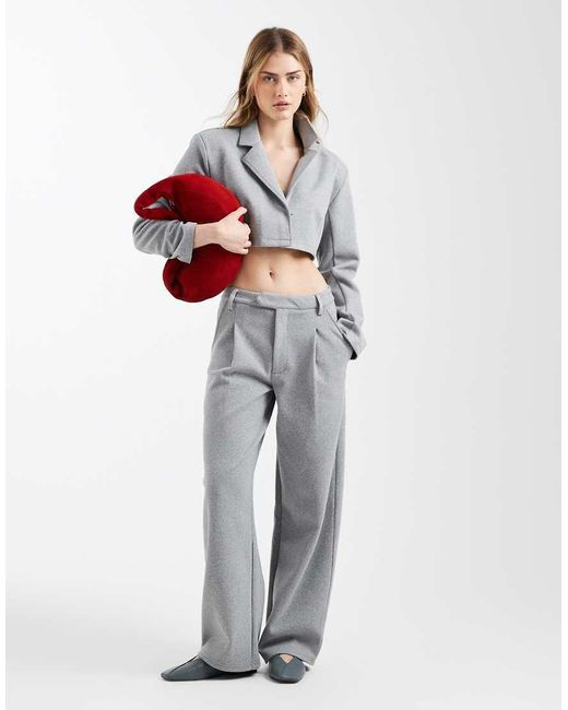 ASOS Gray Co-Ord Brushed Cropped Blazer