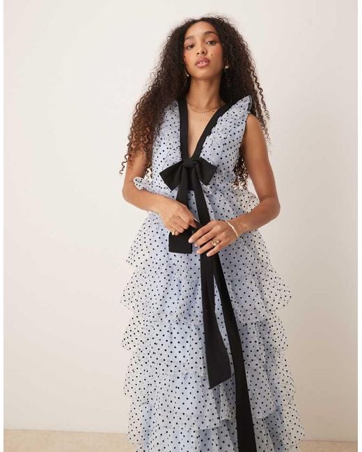 Sister Jane Blue Dream Haven Ruffle Midi Dress