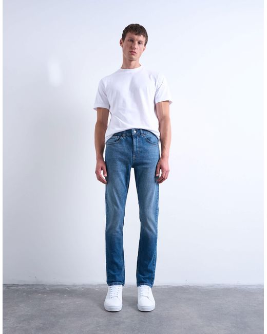Topman – eng geschnittene jeans mit stretch in Blue für Herren