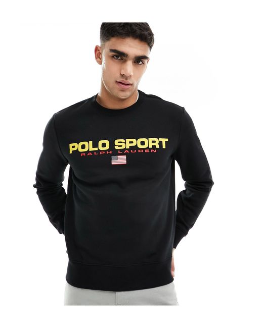 Polo Ralph Lauren Black Sport Capsule Logo Front Sweatshirt for men