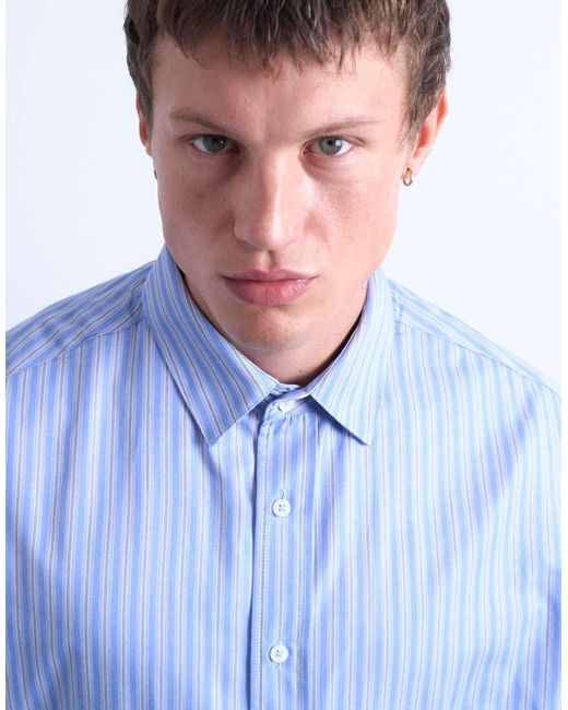 Topman Oversized Gestreept Overhemd in het Blue voor heren