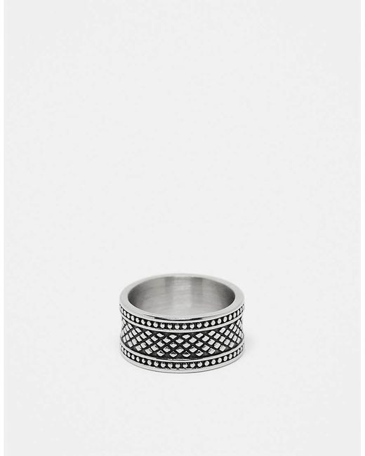 ASOS White Waterproof Stainless Steel Band Dotted Texture Ring for men