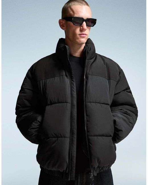 Bershka Technisch Pufferjack in het Black voor heren