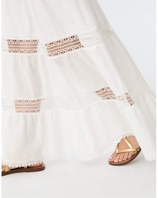 Stradivarius Lange Rok Met Inzetstukken Van Kant in het White