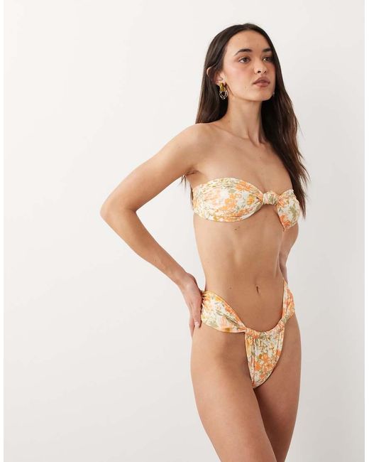 Miss Selfridge Natural Twist Detail Bandeau Bikini Top