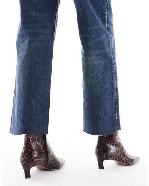 Schuh Blue Kitten Heel Mid Ankle Boots