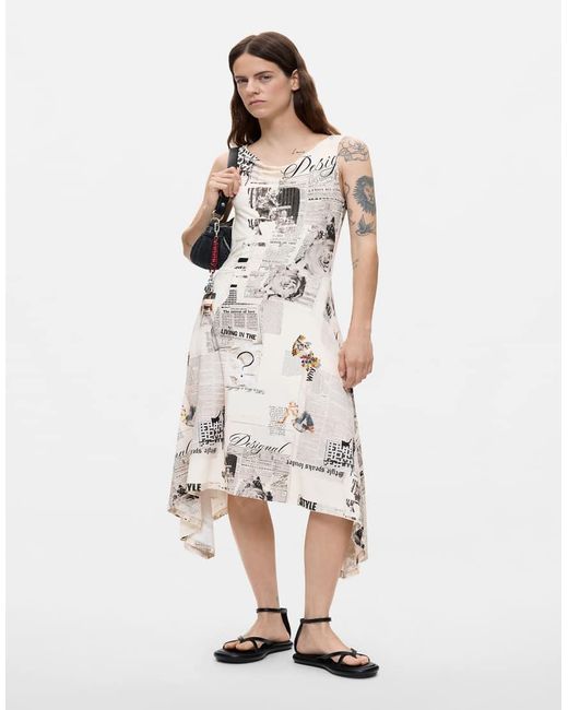 Desigual Natural Sleeveless Printed Dress