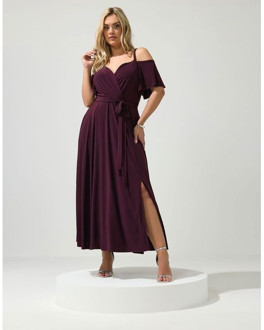 Yours Clothing Purple Cold Shoulder Maxi Dress