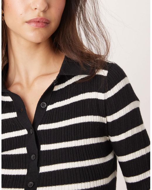 Nobody's Child Black Ribbed Button Through Top