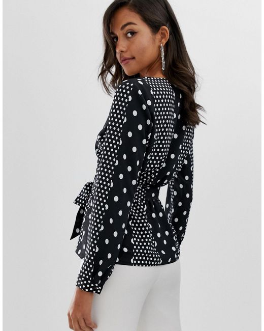 lipsy spot wrap dress