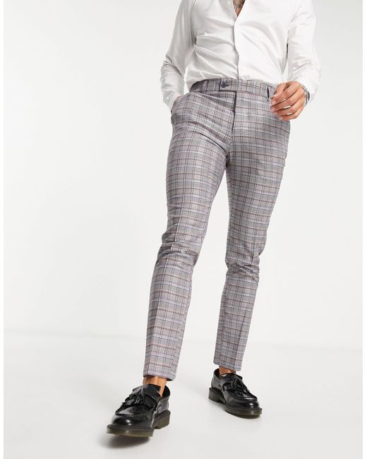 Bolongaro Trevor Check Skinny Suit Pants in Gray for Men | Lyst