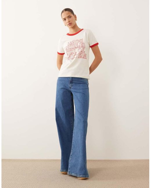 Wrangler White X Stranger Things Upside Down Graphic Print Ringer T-Shirt