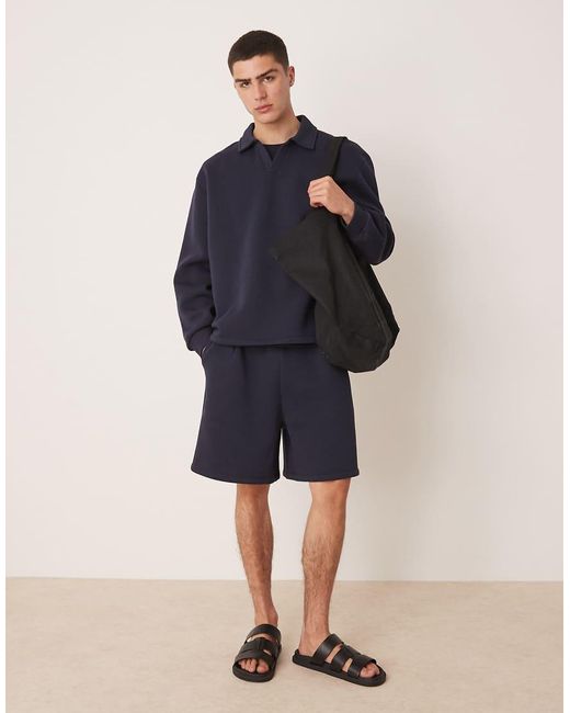 Felpa Oversize Con Colletto E Spalle Scivolate di ASOS in Blue da Uomo