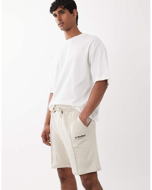 Jack & Jones White Sweat Short With Logo for men