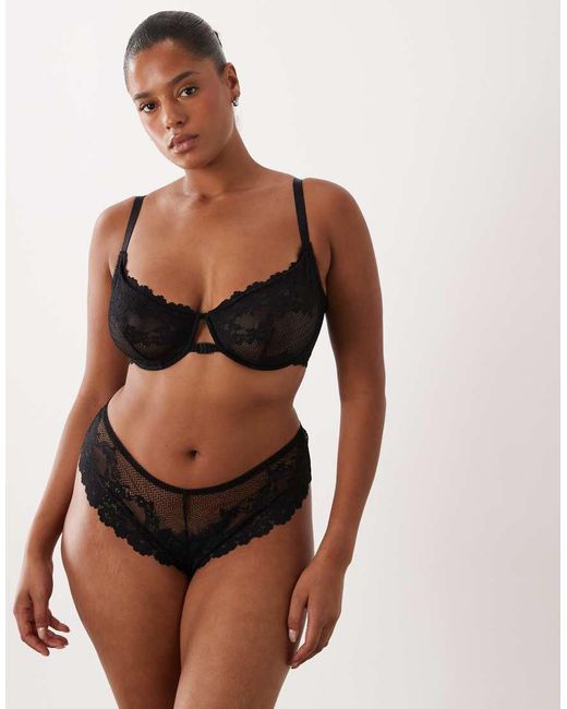 ASOS Black Asos Design Curve Ruby Lace Underwire Bra With Front Closure And Cross Back Detail