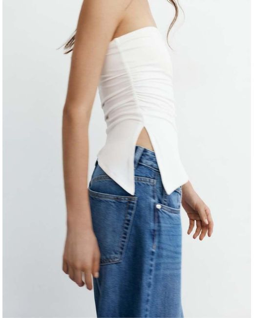 Pull&Bear Blue Asymmetric Bandeau Top