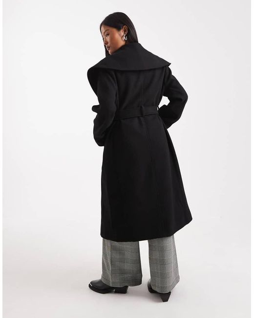 Miss Selfridge Black Formal Wrap Coat