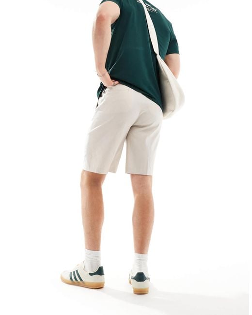 ASOS Natural Smart Straight Leg Linen Blend Shorts for men