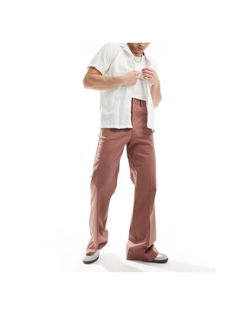 ASOS White Smart Vintage Flare Linen Blend Trousers for men